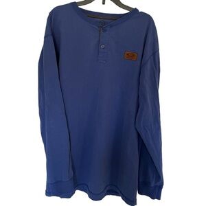 Men’s Cape May Blue Henley Long Sleeve Shirt | Size Large